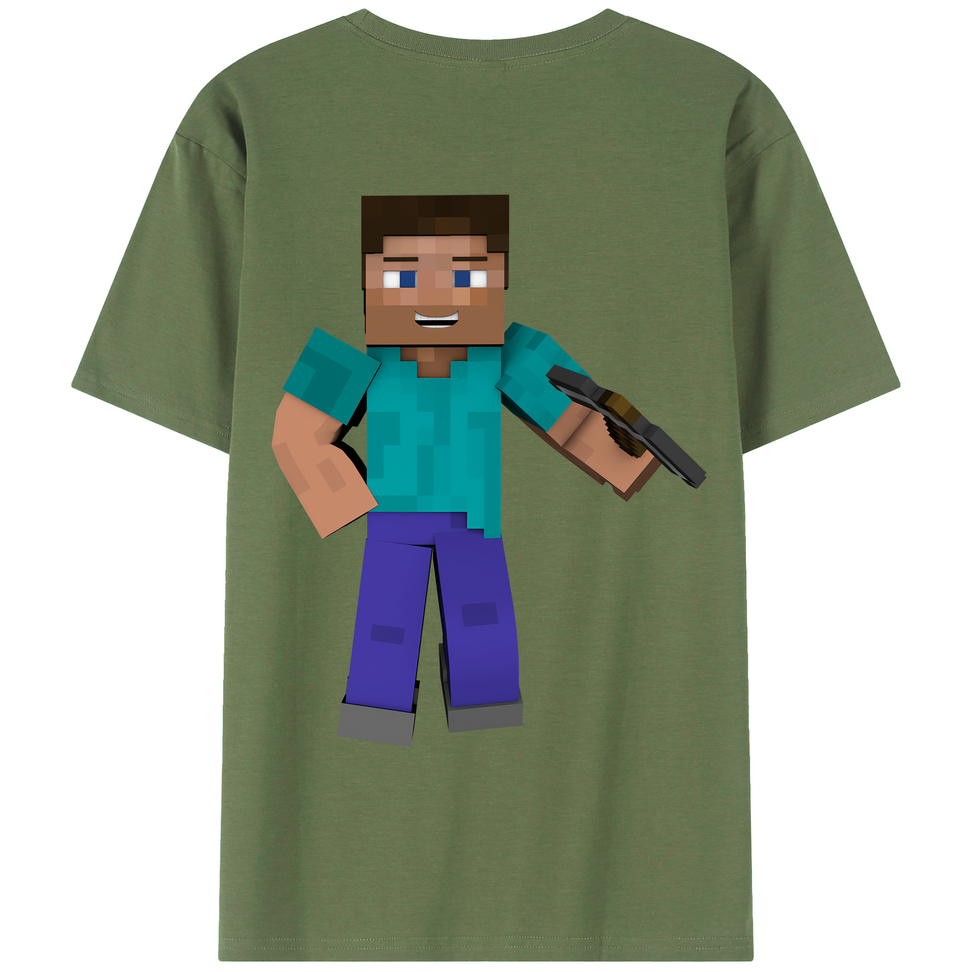 （画像用） マインクラフト ブロックの世界 Minecraft MC Block world 綿100％ メンズ半袖Tシャツ（バックプリント） 通気性